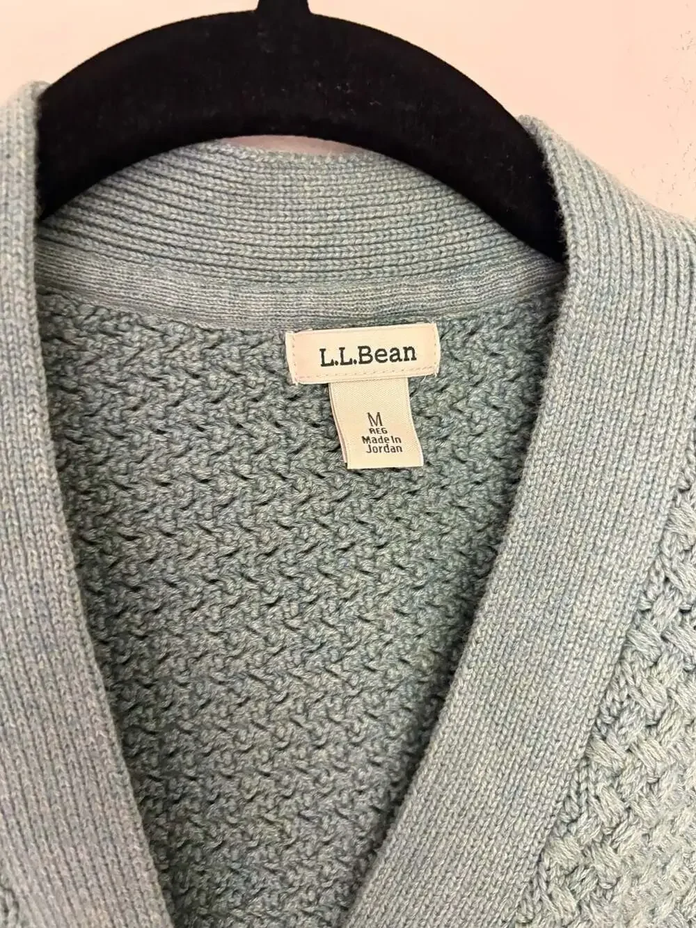 L.L. Bean Women's Preppy Academia Basket-Weave Cardigan Sweater Teal Sz M